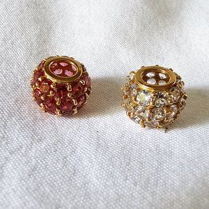 Charm baubles gold tone pink and white